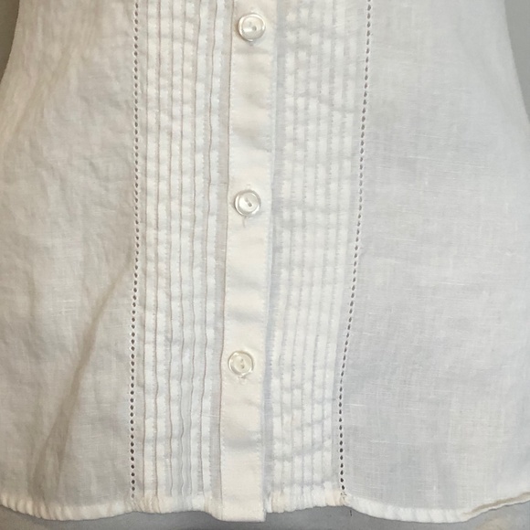 Like-New L.L. Bean White Linen Button-Down Top - Picture 9 of 15